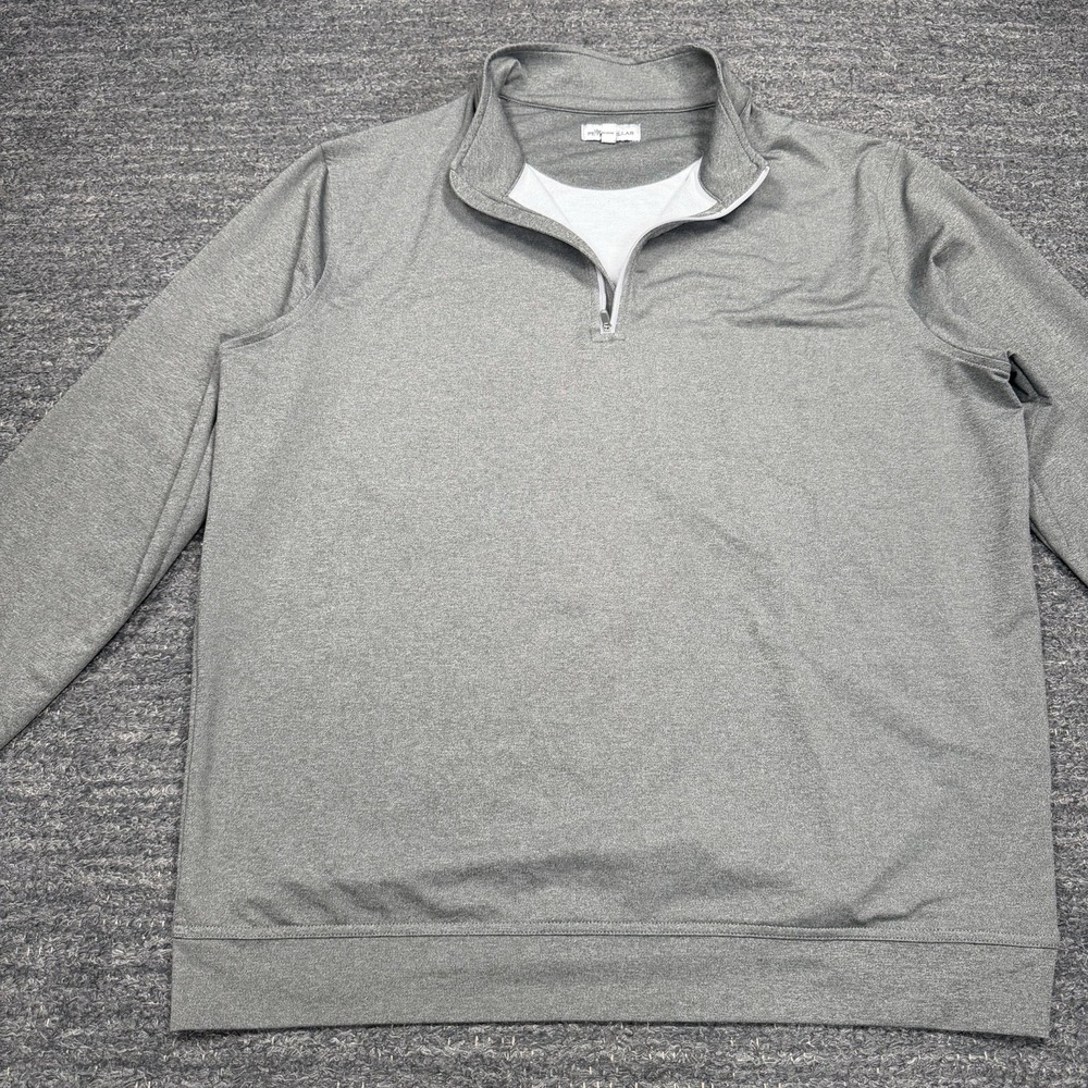 Peter Millar Perth Performance Pullover Men Large Crown Soft Stretch Gray Golf
